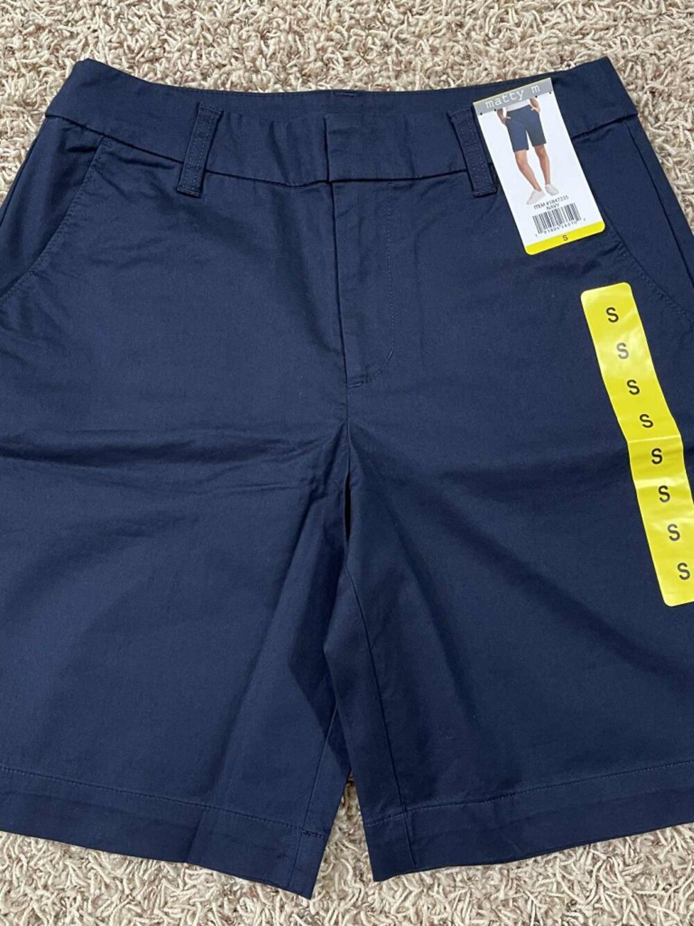 Matty M Women’s Bermuda Shorts with Pockets Navy, Size Small (New)